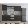 Bucatarie Alfa 240, Soldat, Cu vitrina, Wenge/Sonoma, Blat termic travertin
