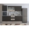 Bucatarie Alfa 240, Soldat, Cu vitrina, Wenge/Sonoma, Blat termic travertin