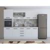 Bucatarie Alfa 240, Soldat, Cu vitrina, Alb, Blat termic travertin