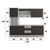 Bucatarie Alfa 240, Soldat, Cu vitrina, Wenge/Sonoma, Blat termic travertin