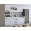 Bucatarie Alfa 240, Soldat, Cu vitrina, Alb, Blat termic travertin