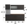 Bucatarie Alfa 240, Soldat, Cu vitrina, Wenge, Blat termic nuc