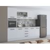 Bucatarie Alfa 240, Soldat, Cu vitrina, Alb, Blat termic travertin