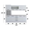 Bucatarie Alfa 240, Soldat, Cu vitrina, Alb, Blat termic travertin