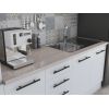 Bucatarie Alfa 240, Soldat, Cu vitrina, Alb, Blat termic travertin