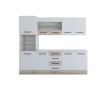 Bucatarie Alfa 240, Soldat, cu vitrina, Alb/Sonoma, Blat termic alb