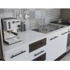 Bucatarie Alfa 240, Corp hota, Cu vitrina, Alb/Wenge, Blat termic alb