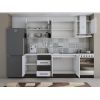 Bucatarie Alfa 240, Corp hota, Cu vitrina, Alb/Wenge, Blat termic alb