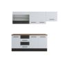 Bucatarie Alfa 240, Corp hota, Cu vitrina, Alb/Wenge, Blat termic nuc