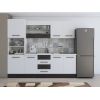 Bucatarie Alfa 240, Soldat, cu vitrina, Alb/Wenge, Blat termic alb