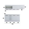 Bucatarie Alfa 240, Corp hota, Cu vitrina, alb, Blat termic alb