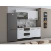 Bucatarie Alfa 180, Cu vitrina, Alb/Wenge, Blat termic travertin