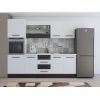 Bucatarie Alfa 240, Soldat, cu vitrina, Alb/Wenge, Blat termic alb