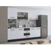 Bucatarie Alfa 240, Soldat, cu vitrina, Alb/Wenge, Blat termic alb