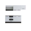 Bucatarie Alfa 240, Corp hota, Cu vitrina, Alb/Wenge, Blat termic travertin