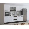 Bucatarie Alfa 240, Soldat, cu vitrina, Alb/Wenge, Blat termic alb