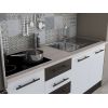 Bucatarie Alfa 180, Cu vitrina, Alb/Wenge, Blat termic travertin