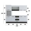 Bucatarie Alfa 240, Soldat, cu vitrina, Alb/Wenge, Blat termic alb