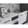 Bucatarie Alfa 240, Soldat, cu vitrina, Alb/Wenge, Blat termic alb