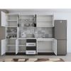 Bucatarie Alfa 240, Soldat, cu vitrina, Alb/Wenge, Blat termic alb