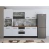 Bucatarie Alfa 240, Soldat, Cu vitrina, Alb/Wenge, Blat termic nuc