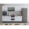Bucatarie Alfa 240, Soldat, Cu vitrina, Alb/Wenge, Blat termic nuc