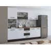 Bucatarie Alfa 240, Soldat, Cu vitrina, Alb/Wenge, Blat termic nuc