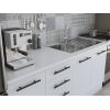 Bucatarie Alfa 240, Corp hota, Cu vitrina, alb, Blat termic alb