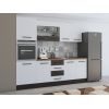 Bucatarie Alfa 240, Soldat, Cu vitrina, Alb/Wenge, Blat termic nuc