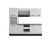 Bucatarie Alfa 240, Soldat, Cu vitrina, Alb/Wenge, Blat termic nuc
