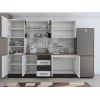 Bucatarie Alfa 240, Soldat, Cu vitrina, Alb/Wenge, Blat termic nuc