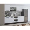 Bucatarie Alfa 240, Soldat, Cu vitrina, Alb/Wenge, Blat termic travertin