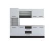 Bucatarie Alfa 240, Soldat, Cu vitrina, Alb/Wenge, Blat termic travertin
