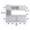 Bucatarie Alfa 240, Soldat, Cu vitrina, Alb, Blat termic alb