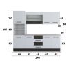 Bucatarie Alfa 240, Soldat, Cu vitrina, Alb/Wenge, Blat termic travertin