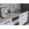 Bucatarie Alfa 240, Soldat, Cu vitrina, Alb/Wenge, Blat termic travertin