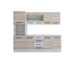 Bucatarie Alfa 240, Soldat, Cu vitrina, Sonoma/Alb, Blat termic alb