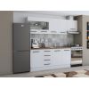 Bucatarie Alfa 240, Corp hota, Cu vitrina, Alb, Blat termic nuc