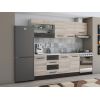 Bucatarie Alfa 240, Corp hota, Cu vitrina, Sonoma/Wenge, Blat termic alb