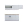 Bucatarie Alfa 240, Corp hota, Cu vitrina, Alb, Blat termic nuc