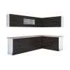 Bucatarie de colt Alfa, Cu vitrina, Wenge, Blat termic travertin