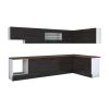 Bucatarie de colt Alfa, Cu vitrina, Corp cuptor, Corp hota, Wenge, Blat termic nuc