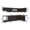 Bucatarie de colt Alfa, Cu vitrina, Corp cuptor, Corp hota, Wenge, Blat termic nuc