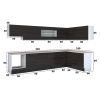 Bucatarie de colt Alfa, Cu vitrina, Corp cuptor, Corp hota, Wenge, Blat termic travertin
