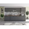 Bucatarie Alfa 320, gri, blat termic nuc, corp pentru cuptor incorporabil
