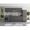 Bucatarie Alfa 260, Cu vitrina, Gri, Blat termic nuc