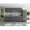 Bucatarie Alfa 260, Cu vitrina, Gri, Blat termic travertin