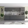Bucatarie Alfa 320, gri, blat termic travertin, corp pentru cuptor incorporabil