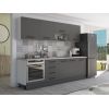 Bucatarie Alfa 260, Cu vitrina, Gri, Blat termic travertin