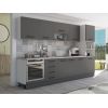 Bucatarie Alfa 320, gri, blat termic travertin, corp pentru cuptor incorporabil